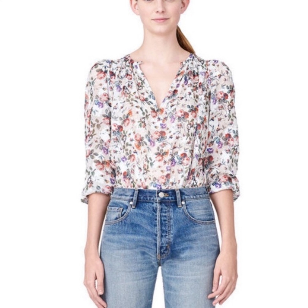 NWOT Rebecca Taylor Floral Silk Blouse Top Sz 6